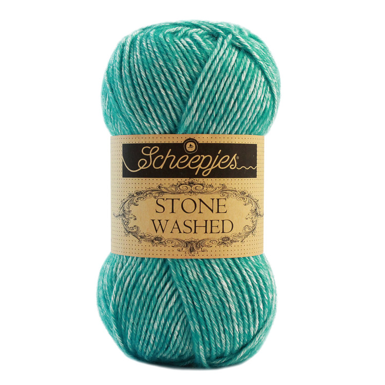 Scheepjes Stone Washed 815 Green Agate - türkiz keverék fonal